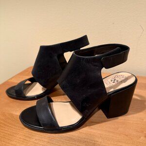 Vince Camuto Black Leather Heeled Sandals